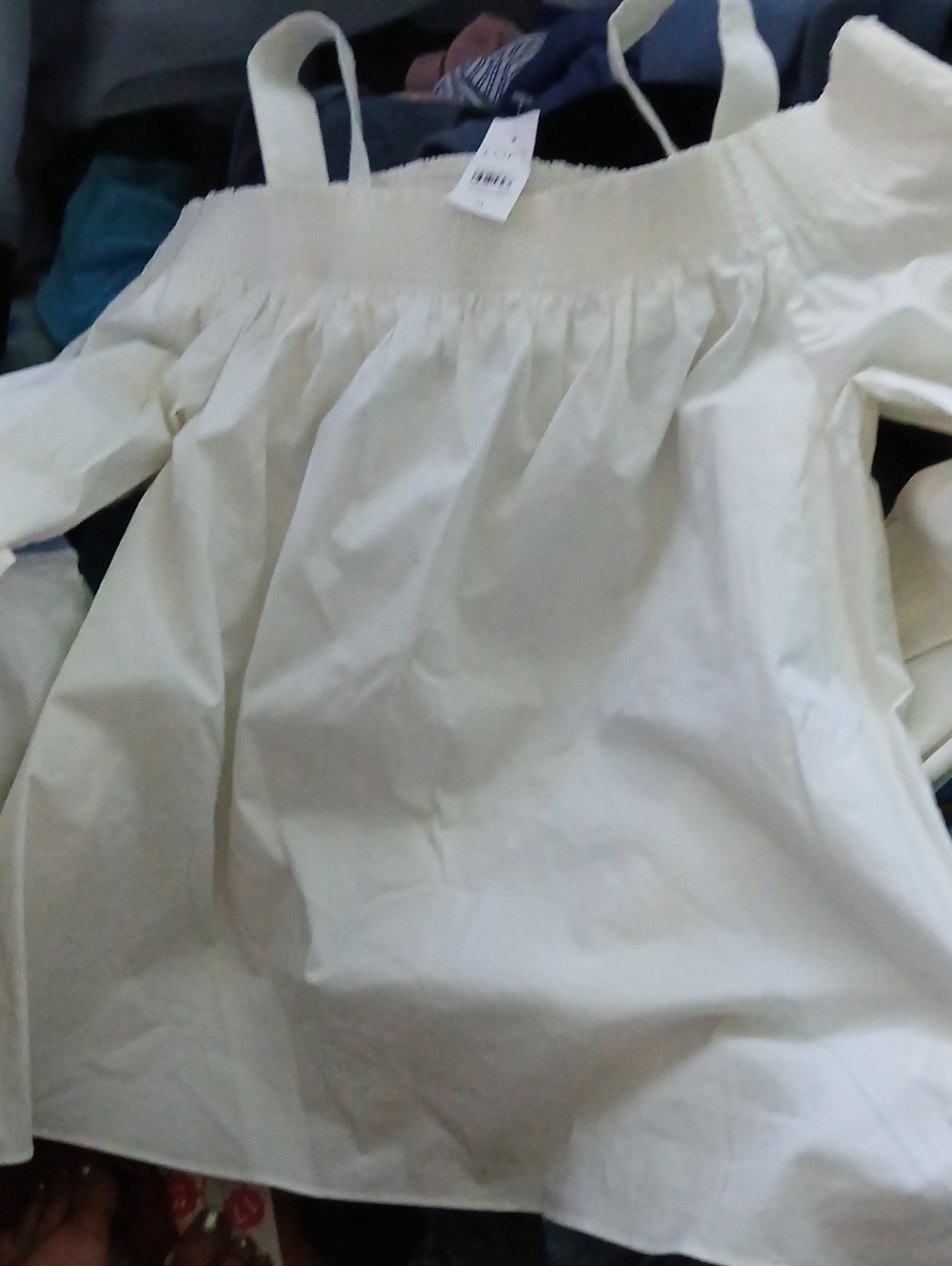 LOFT Cream Off-Shoulder Top with Straps